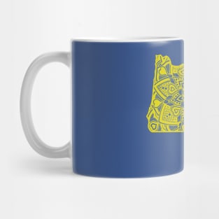 Yellow Oregon State Gift Mandala Yoga OR Art Mug